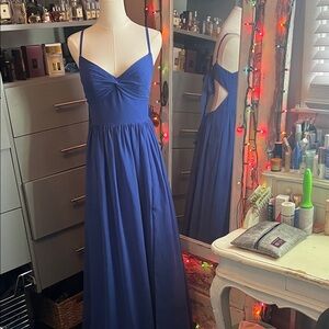 Azazie Royal Blue Maxi Dress with Spaghetti Straps